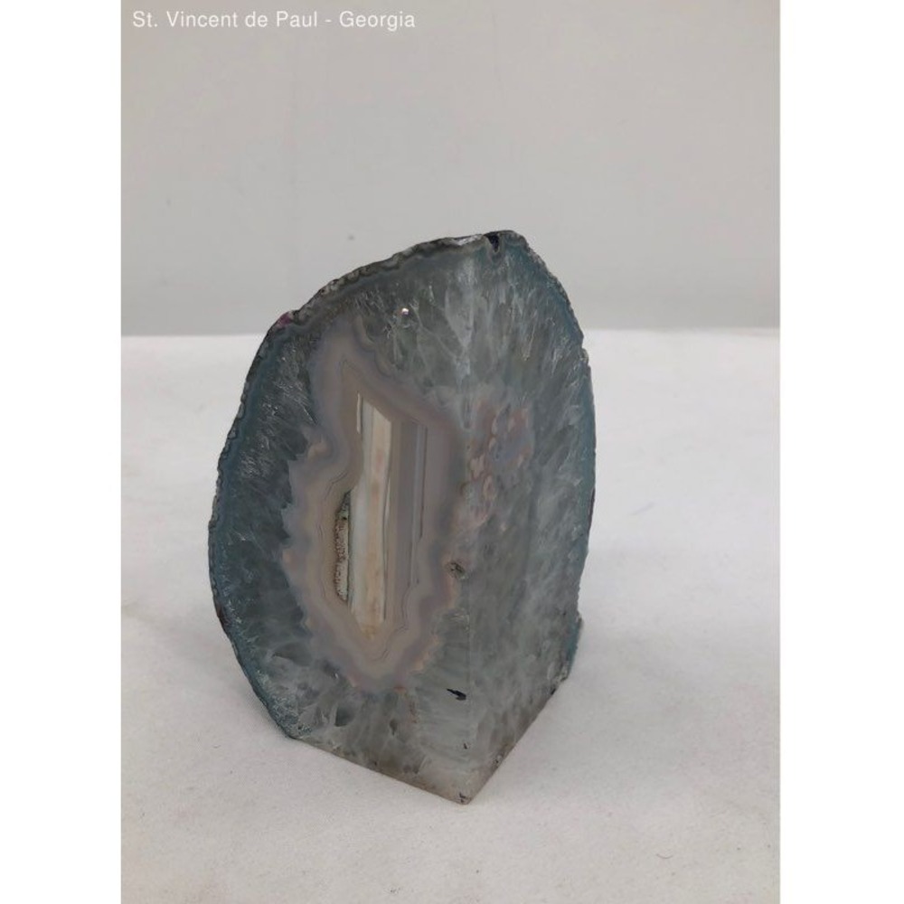 Blue Crystal Agate Geode Cut Polished Brazilian Stone Home Decor Bookend Weight